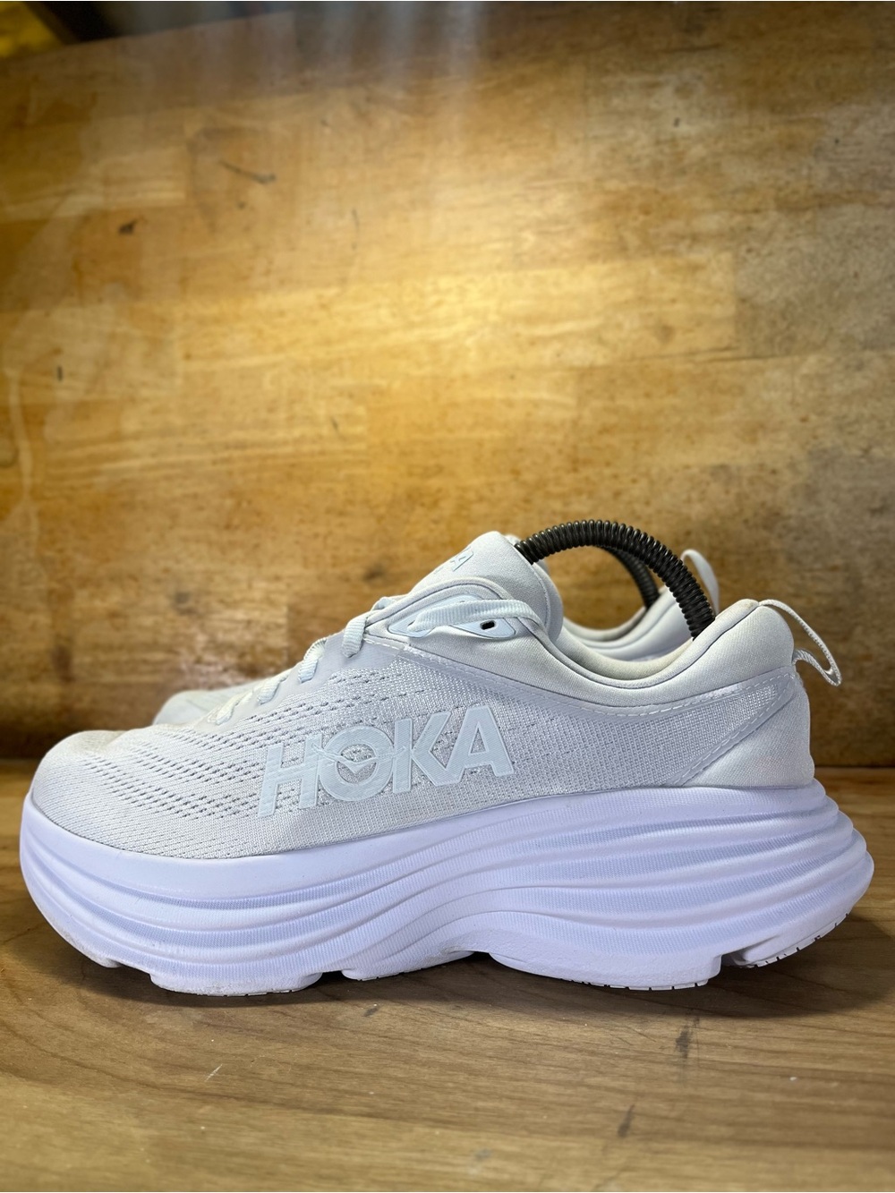 Hoka One One Bondi 8 REFLECTIVE Womens Size 9 Running Shoes Sneakers White - Picture 4 of 12